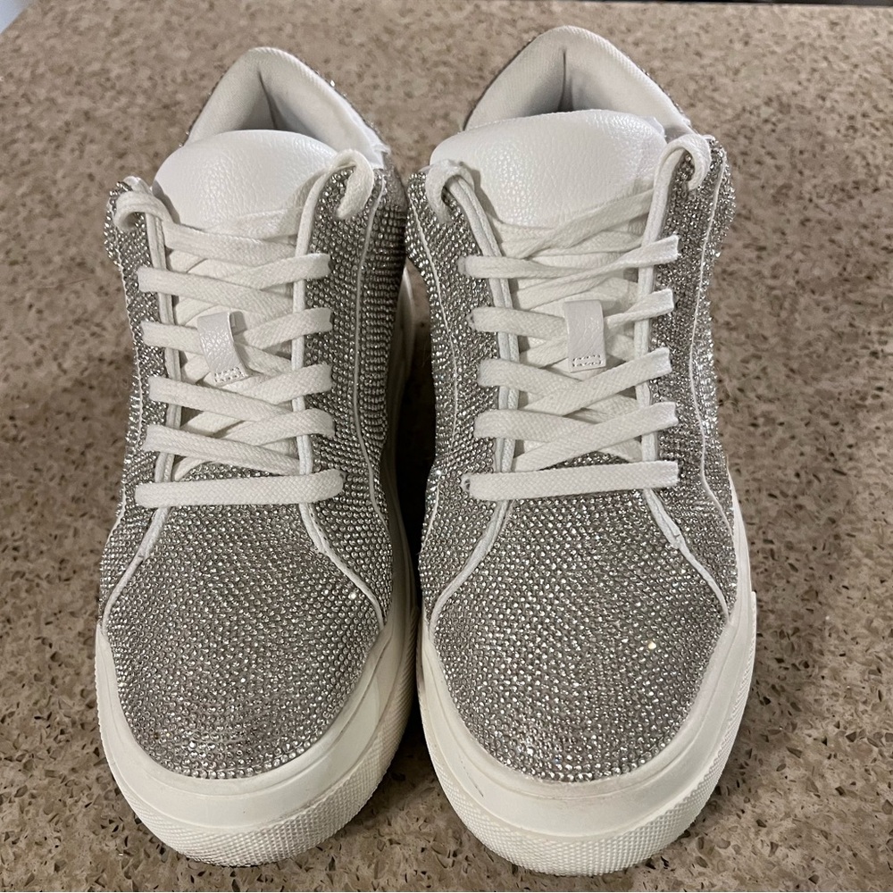 Jessica Simpson Cherello Rhinestone Sparkle Platform Sneaker 8.5w - Lightly worn - Picture 4 of 10
